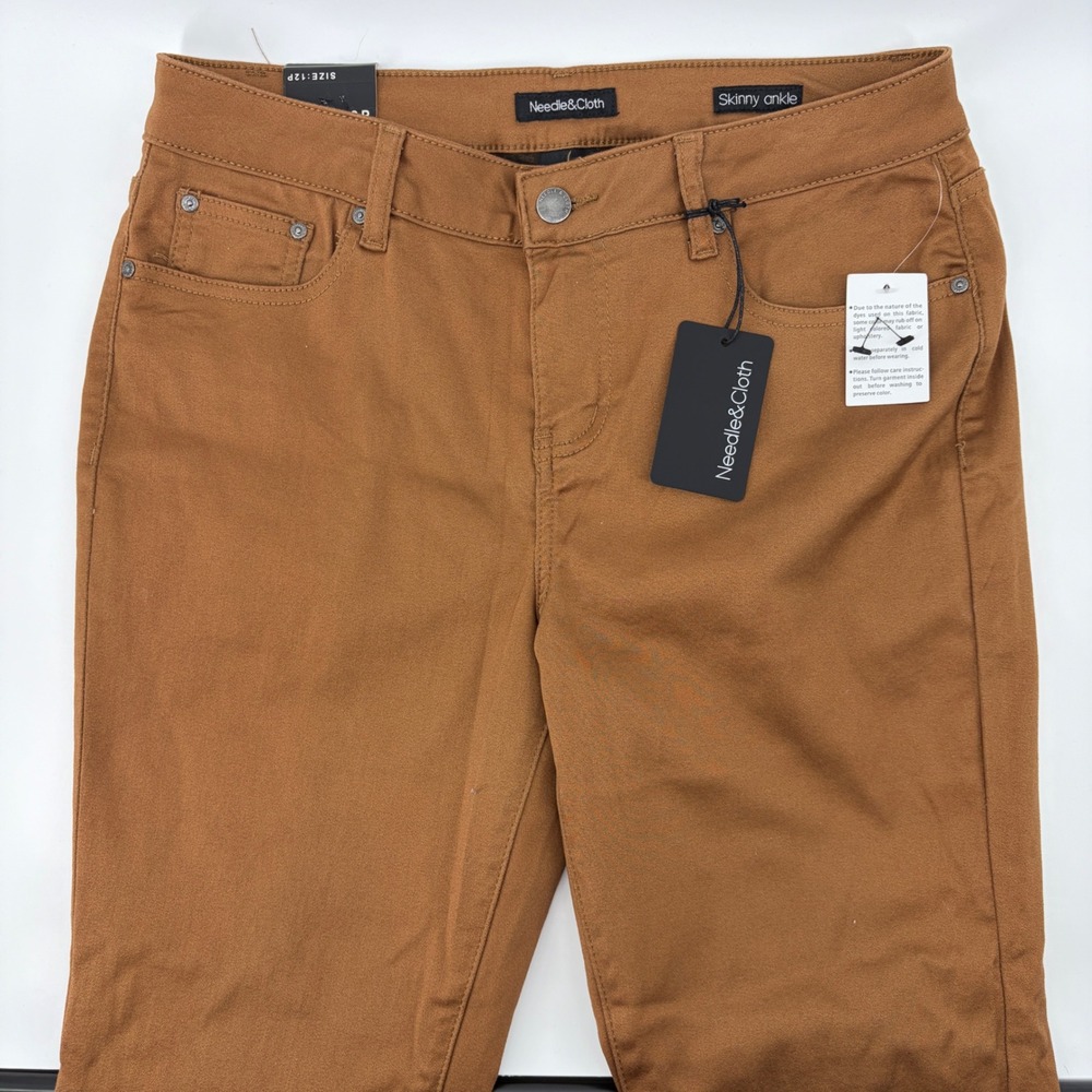 Needle & Cloth Womens 12P Brown Super Soft Stretch Skinny Ankle Pants NEW